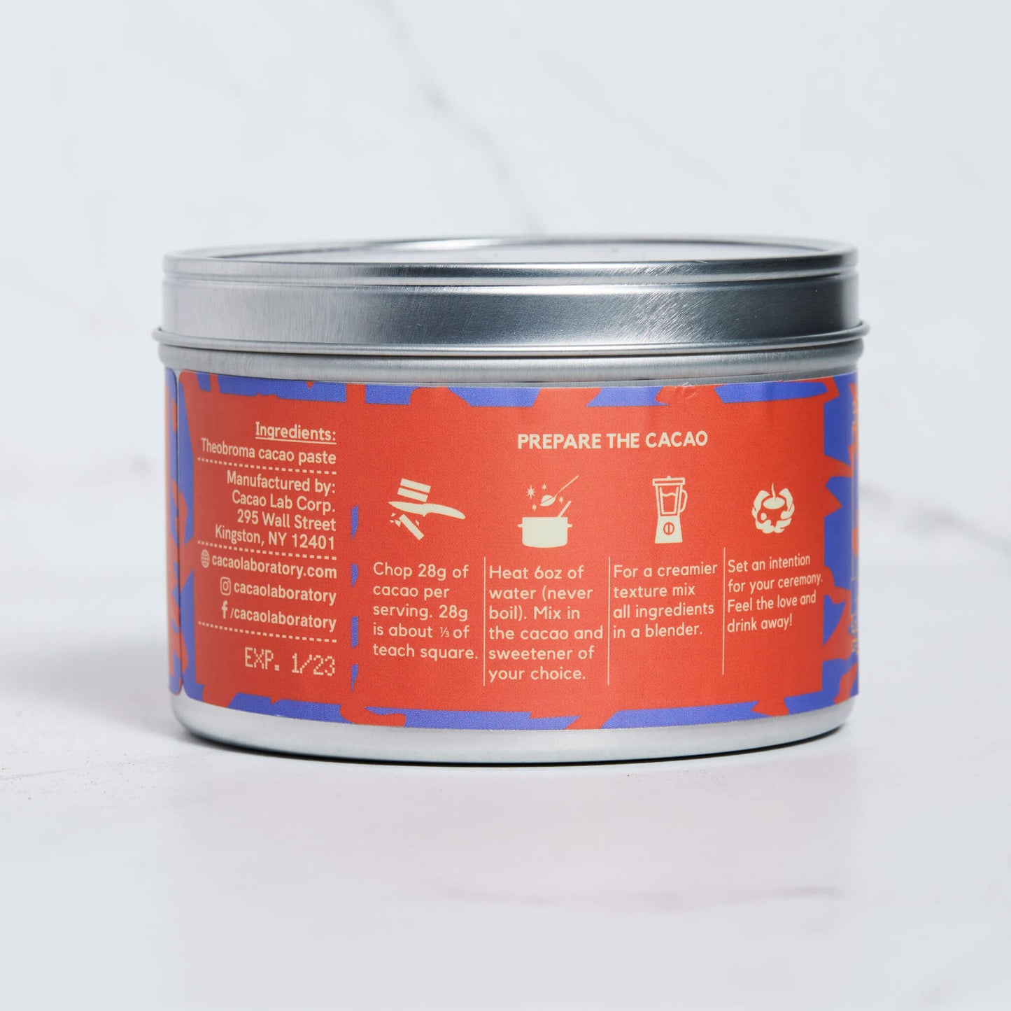 100% Arriba Nacional Ceremonial-Grade Cacao Tin, Organic (8 oz - granulated)