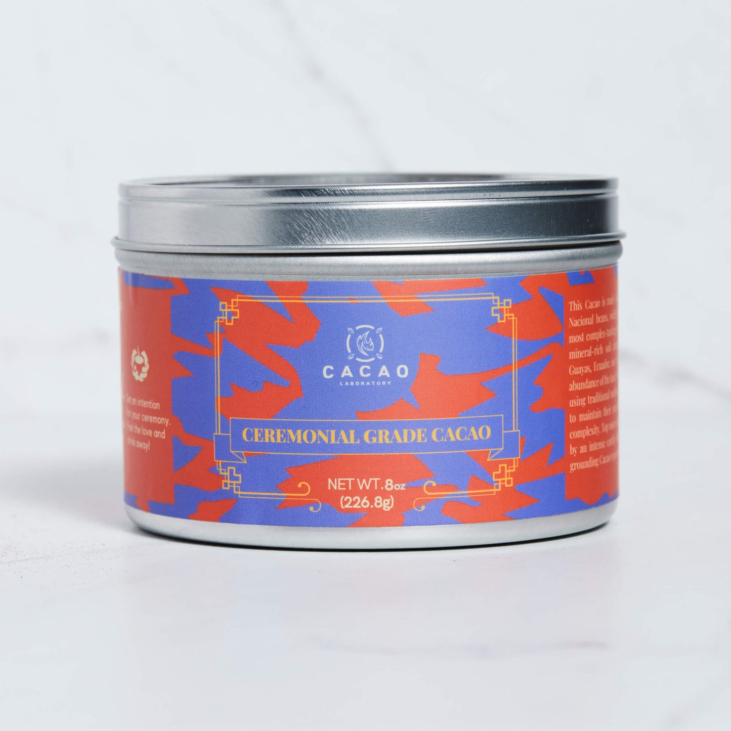 100% Arriba Nacional Ceremonial-Grade Cacao Tin, Organic (8 oz - granulated)