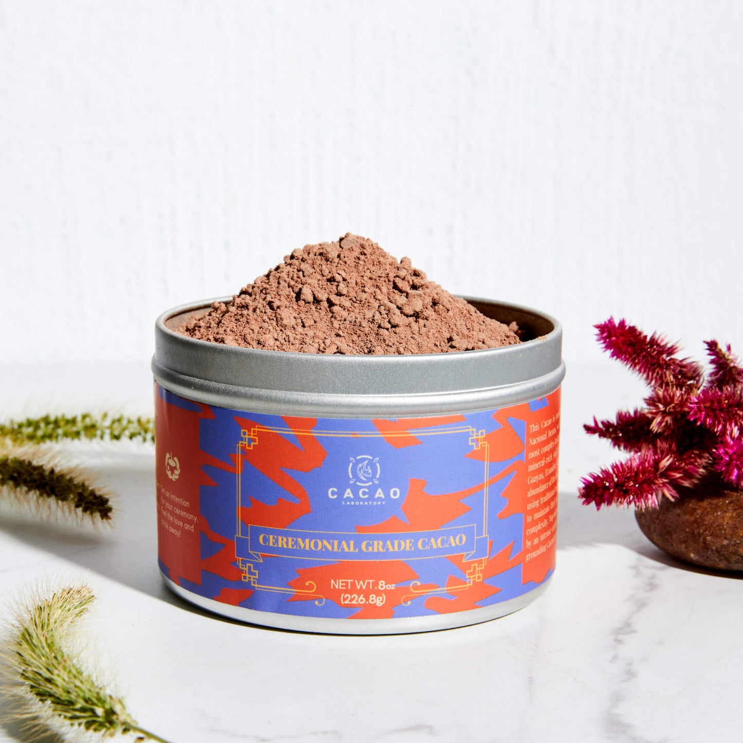 100% Arriba Nacional Ceremonial-Grade Cacao Tin, Organic (8 oz - granulated)