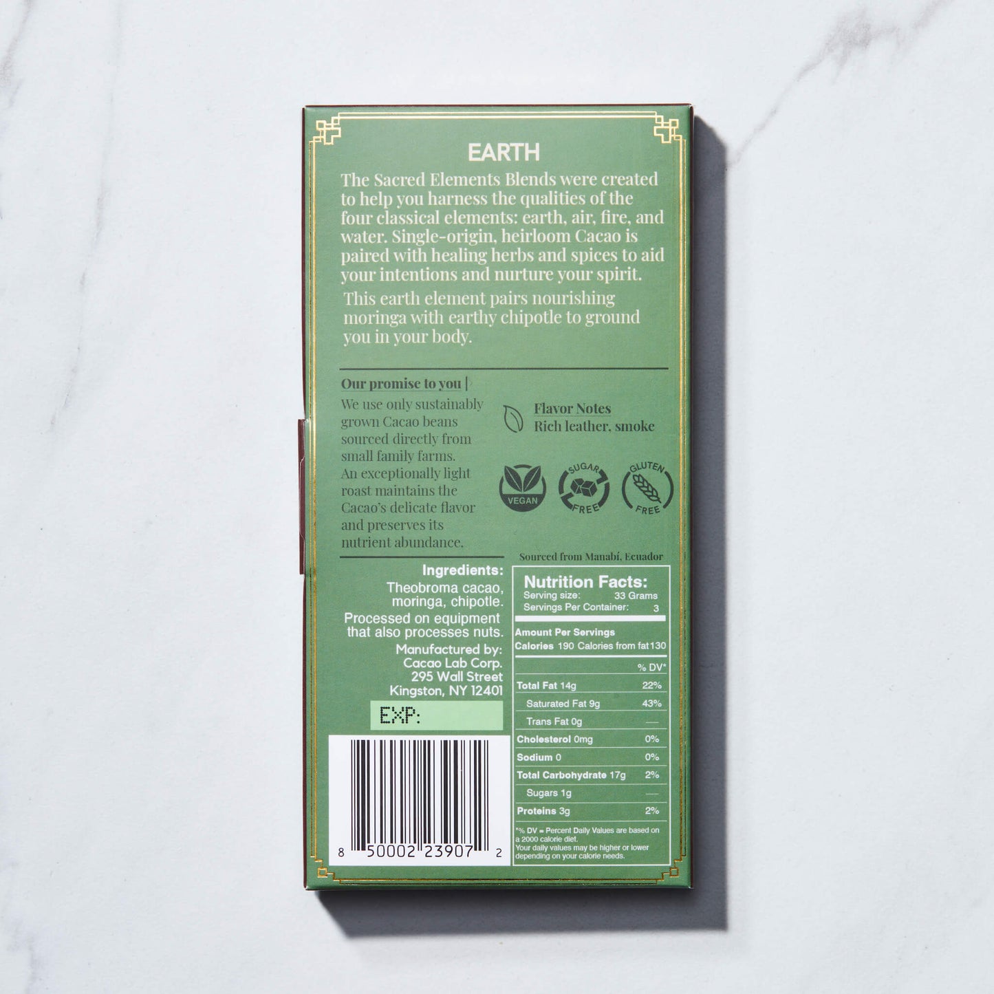 Earth Element: Nourish Your Roots with Moringa and Chipotle, Organic (3.5 oz bar)