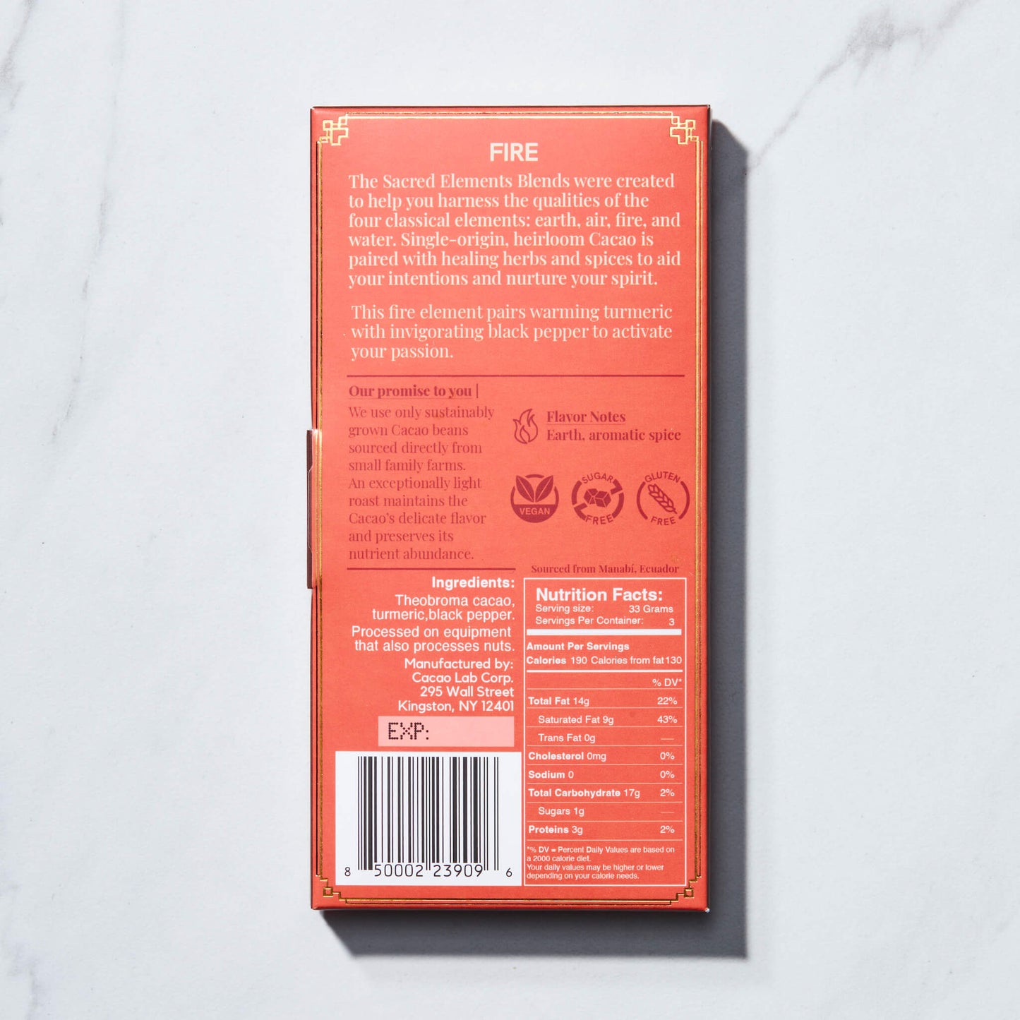 Fire Element: Ignite Your Passion with Turmeric and Black Pepper, Organic (3.5 oz bar)