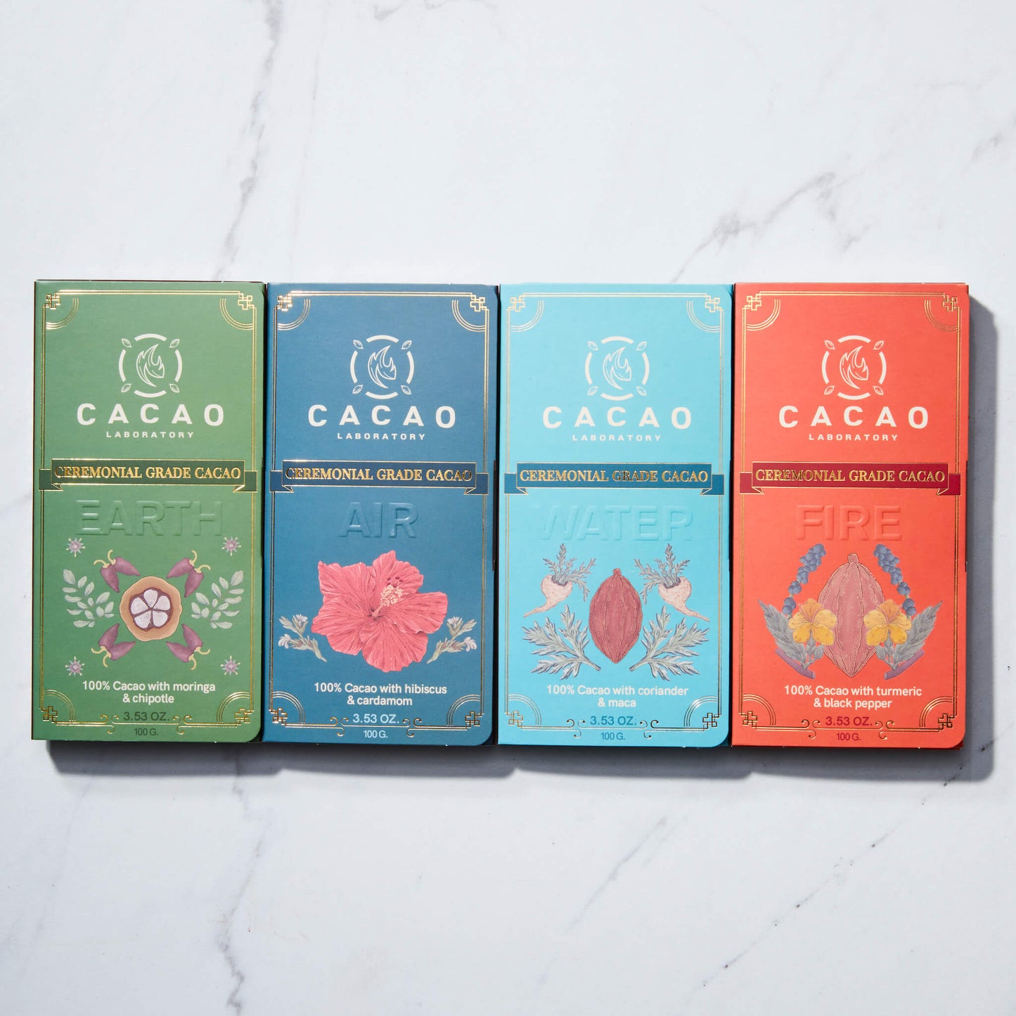 Sacred Element Ceremonial Cacao Blends Variety Box, Organic (4 bars – 3.5 oz each)