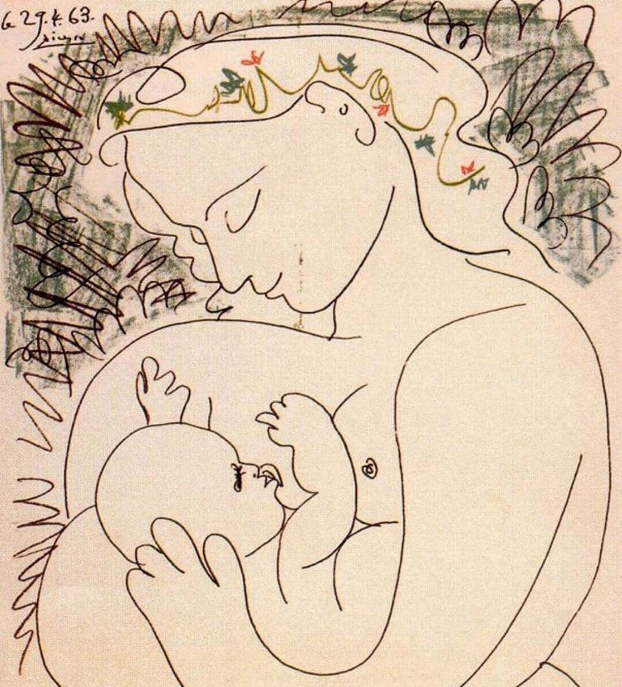 Pablo Picasso drawing of mother with child