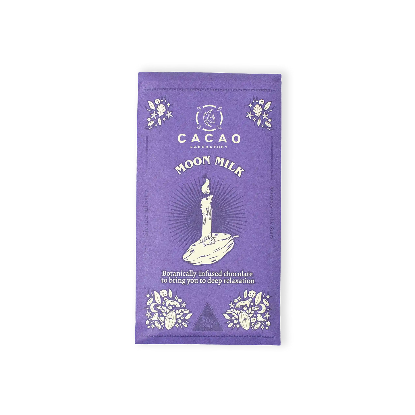 Purple package of Cacao Laboratory Moon Milk on a white background
