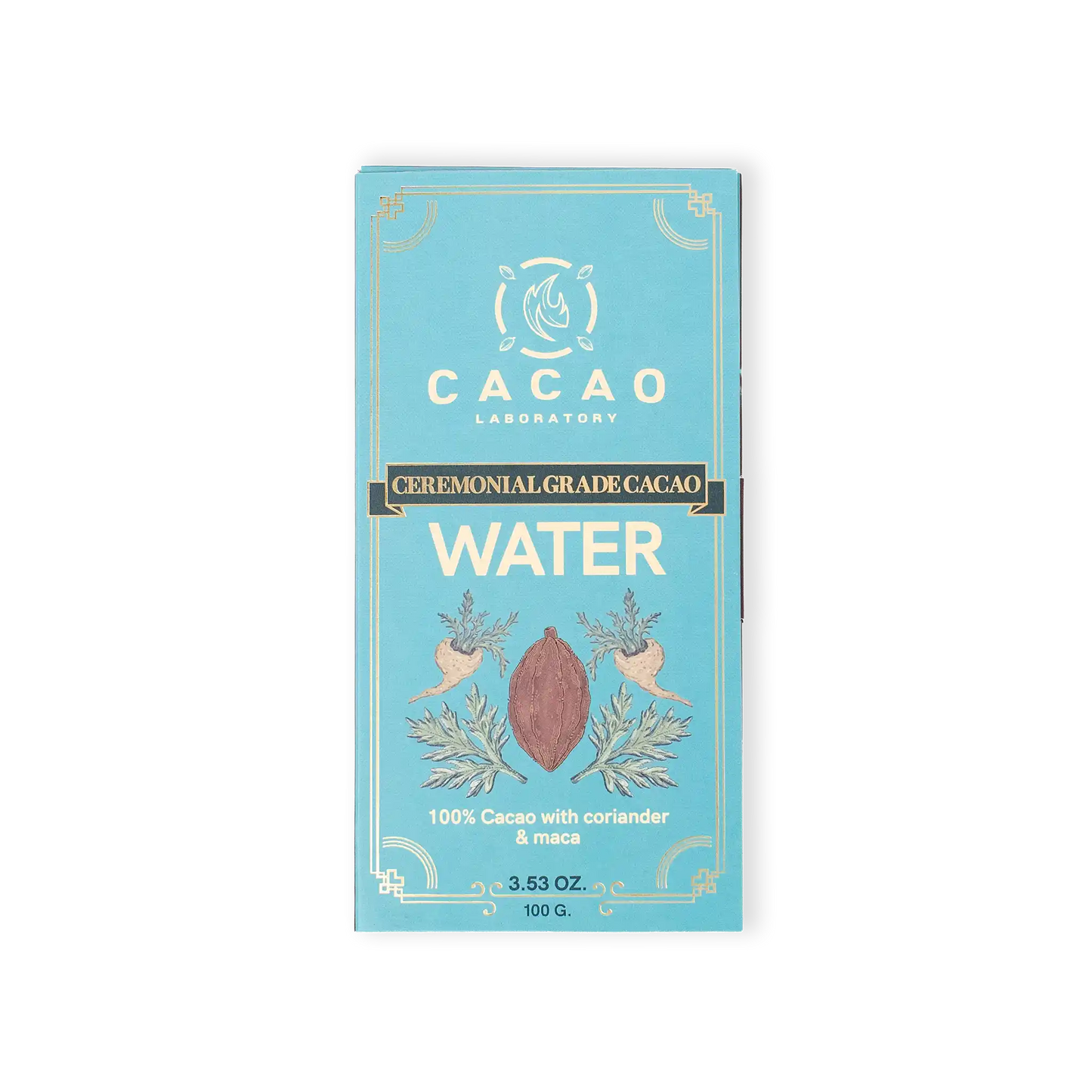 Cacao Laboratory Water packaging on a white background
