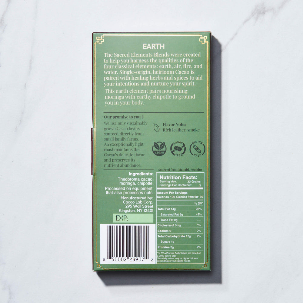 Earth Element: Nourish Your Roots with Moringa and Chipotle, Organic — Wholesale (10 x 3.5 oz bar)