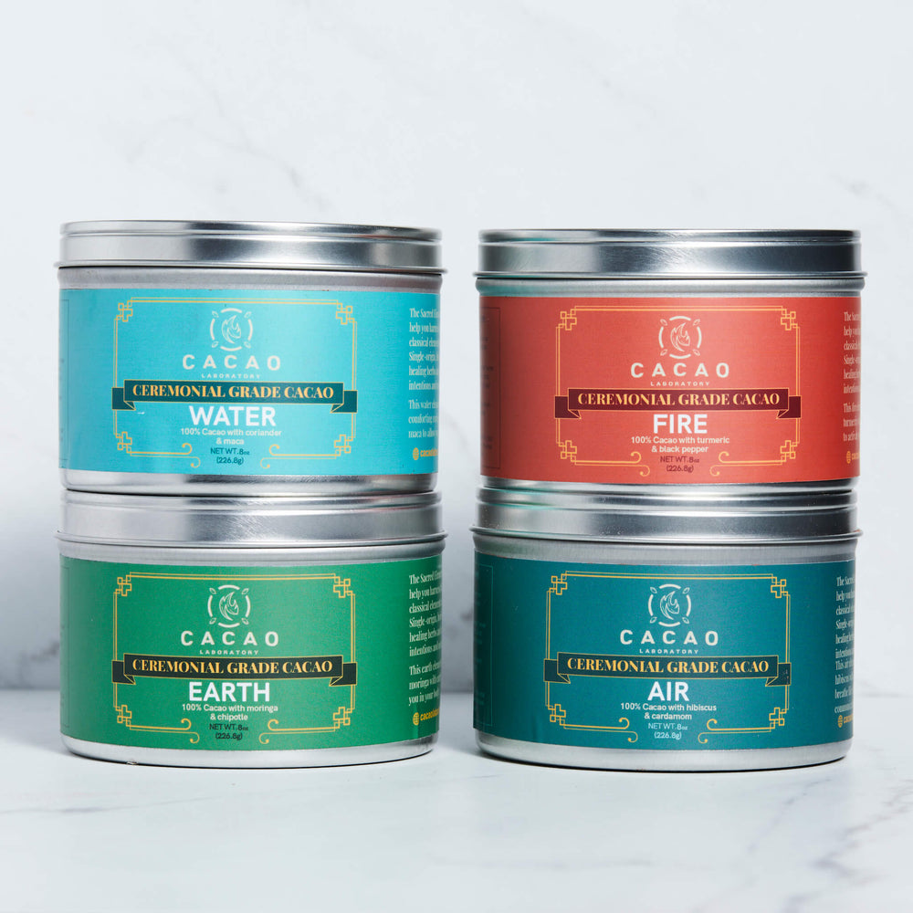 
                  
                    Ceremonial Cacao — Element Blends Tins Variety Pack (4 tins - 8oz each)
                  
                